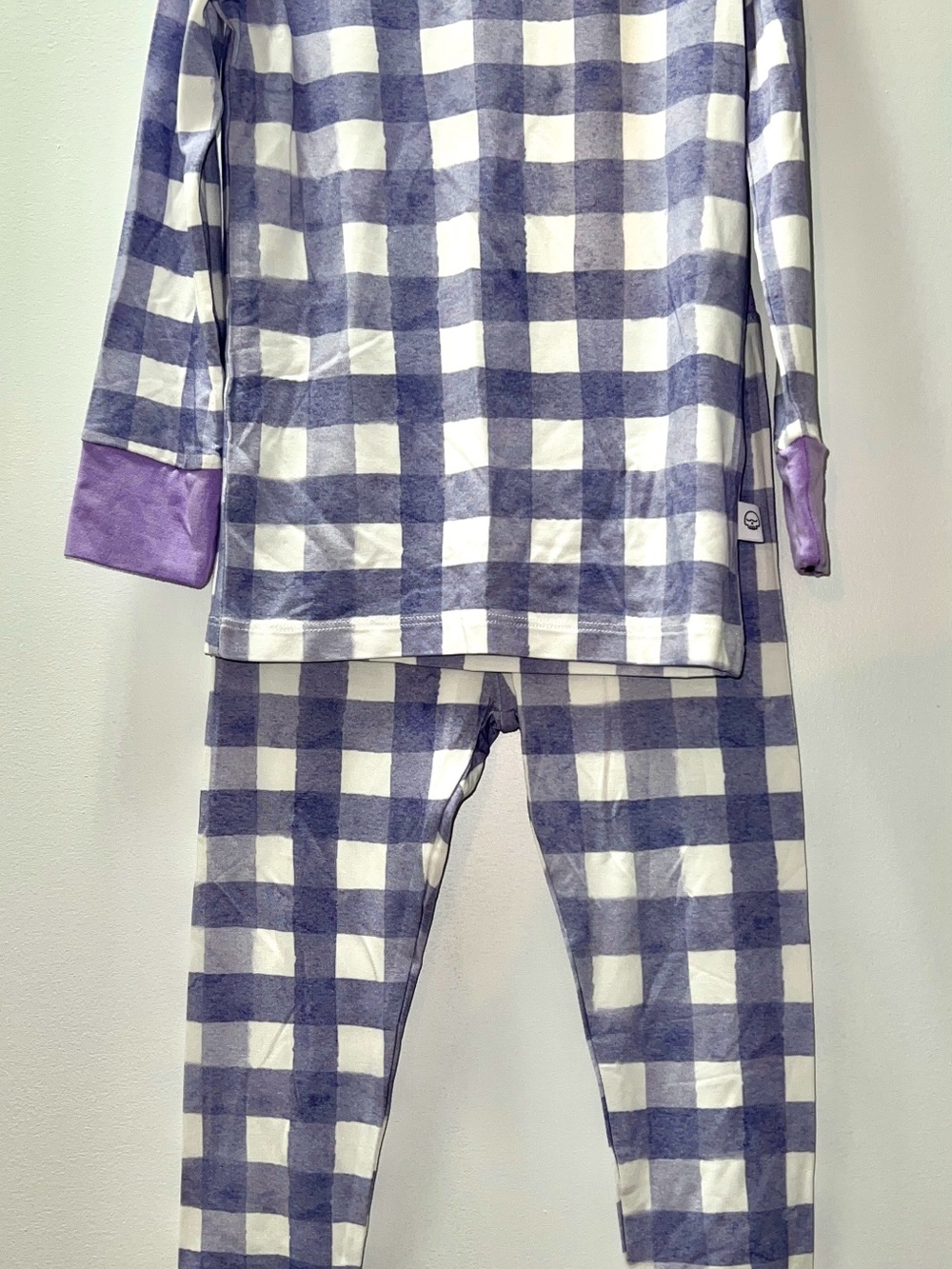 Children's Purple Checkered Pajama Set - Long Sleeve Top & Pants